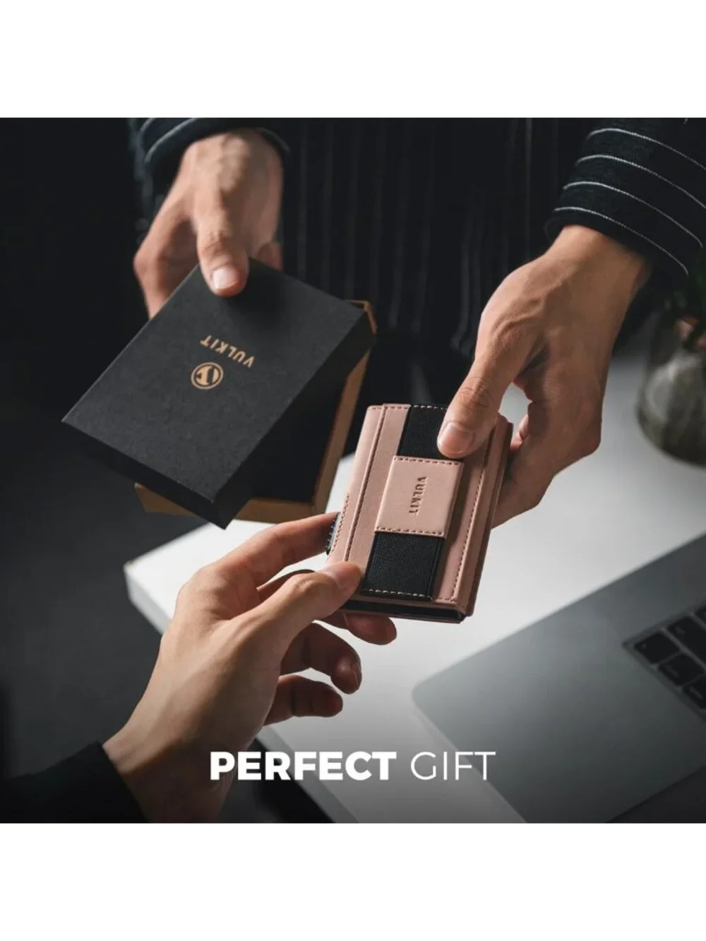 Slim Aluminum RFID Blocking Card Holder with Vegan Leather Sleeve, Pop-Up